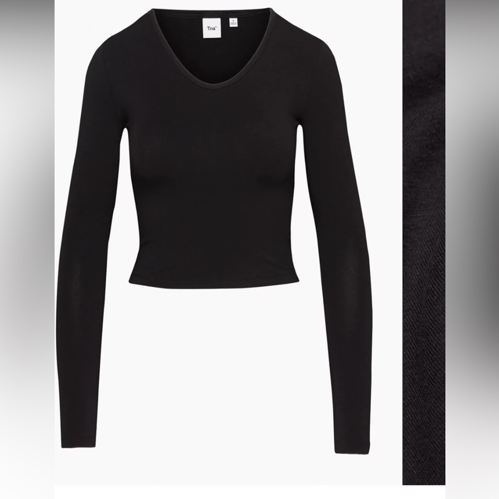aritzia tna chill long sleeve black top xl